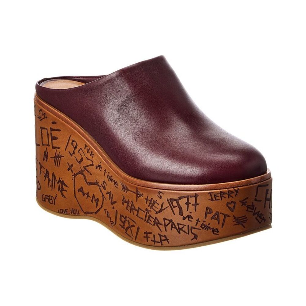 Chloé Maxime Leather Wedge Mule, Purple